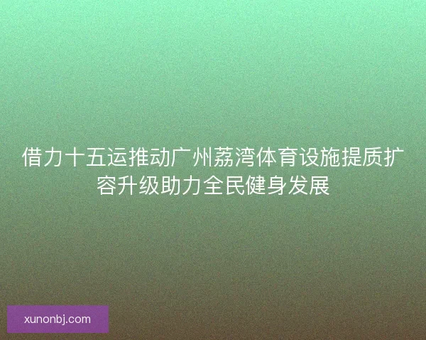 借力十五运推动广州荔湾体育设施提质扩容升级助力全民健身发展