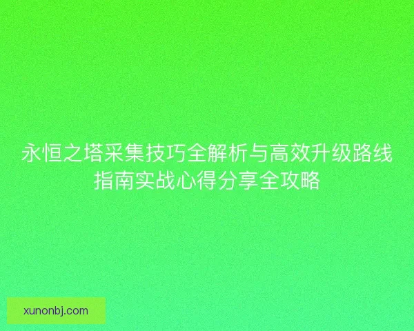 永恒之塔采集技巧全解析与高效升级路线指南实战心得分享全攻略